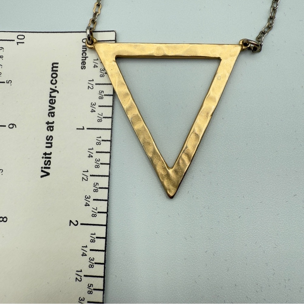 Gold Triangle Pendant Two-Tone Chain Necklace - Picture 10 of 10